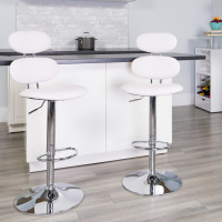 Flash Furniture CH-112280-WH-GG Contemporary White Vinyl Adjustable Height Barstool